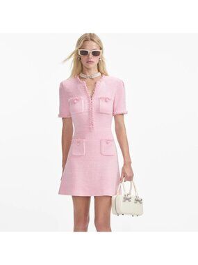 Self-Portrait Pink Textured Mini Dress